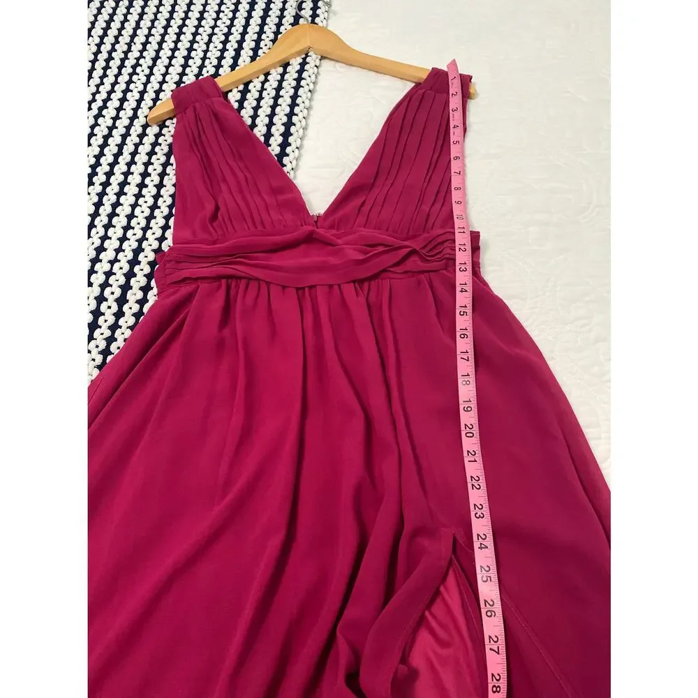 Lulu’s Womens Heavenly Hues Magenta Maxi Dress Deep V Evening Formal Prom XS - Picture 7 of 10